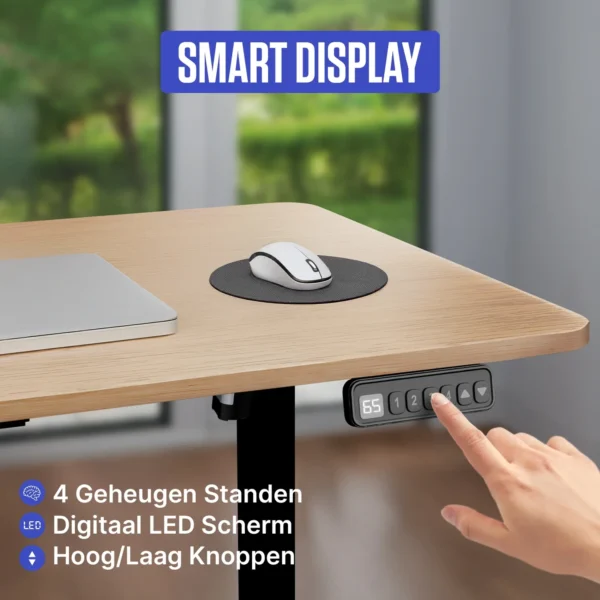 Sit-Stand Desk – Brown – 140 x 60 cm - Image 6
