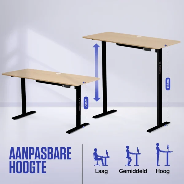 Sit-Stand Desk – Brown – 140 x 60 cm - Image 7