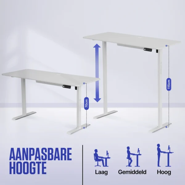 Sit-Stand Desk - white - 160 x 80 cm - Image 9
