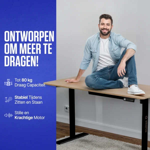 Sit-Stand Desk – Brown – 140 x 60 cm - Image 9