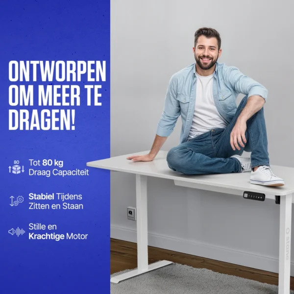 Sit-Stand Desk - white - 160 x 80 cm - Image 11