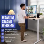 Sit-Stand Desk - white - 160 x 80 cm - Image 2