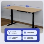 Sit-Stand Desk – Brown – 140 x 60 cm - Image 2