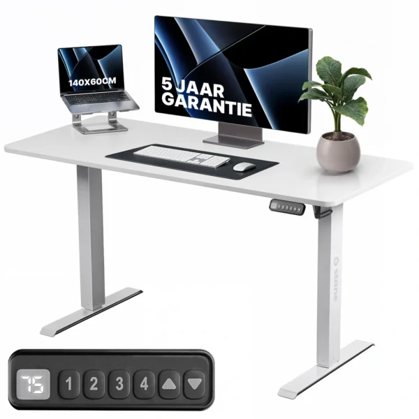 Sit-Stand Desk - white - 160 x 80 cm - Image 6