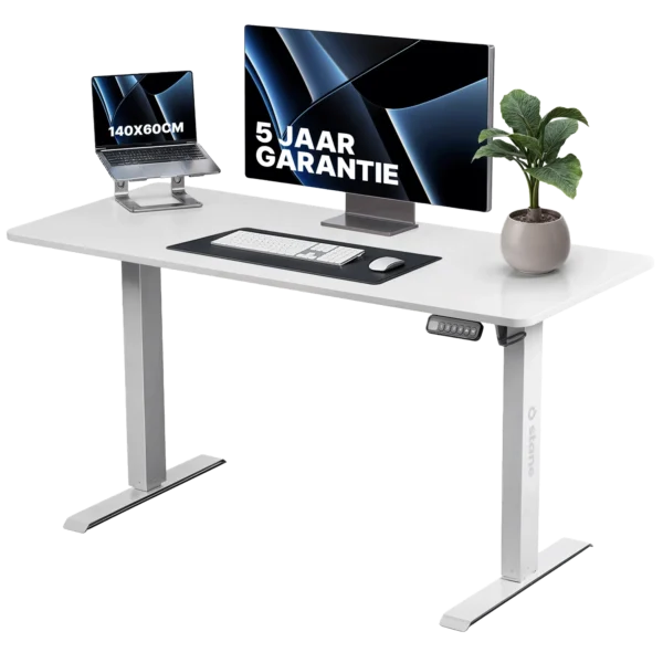 Sit-Stand Desk - white - 160 x 80 cm - Image 1