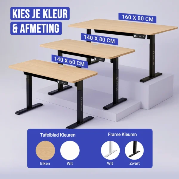 Sit-Stand Desk – Brown – 140 x 60 cm - Image 3